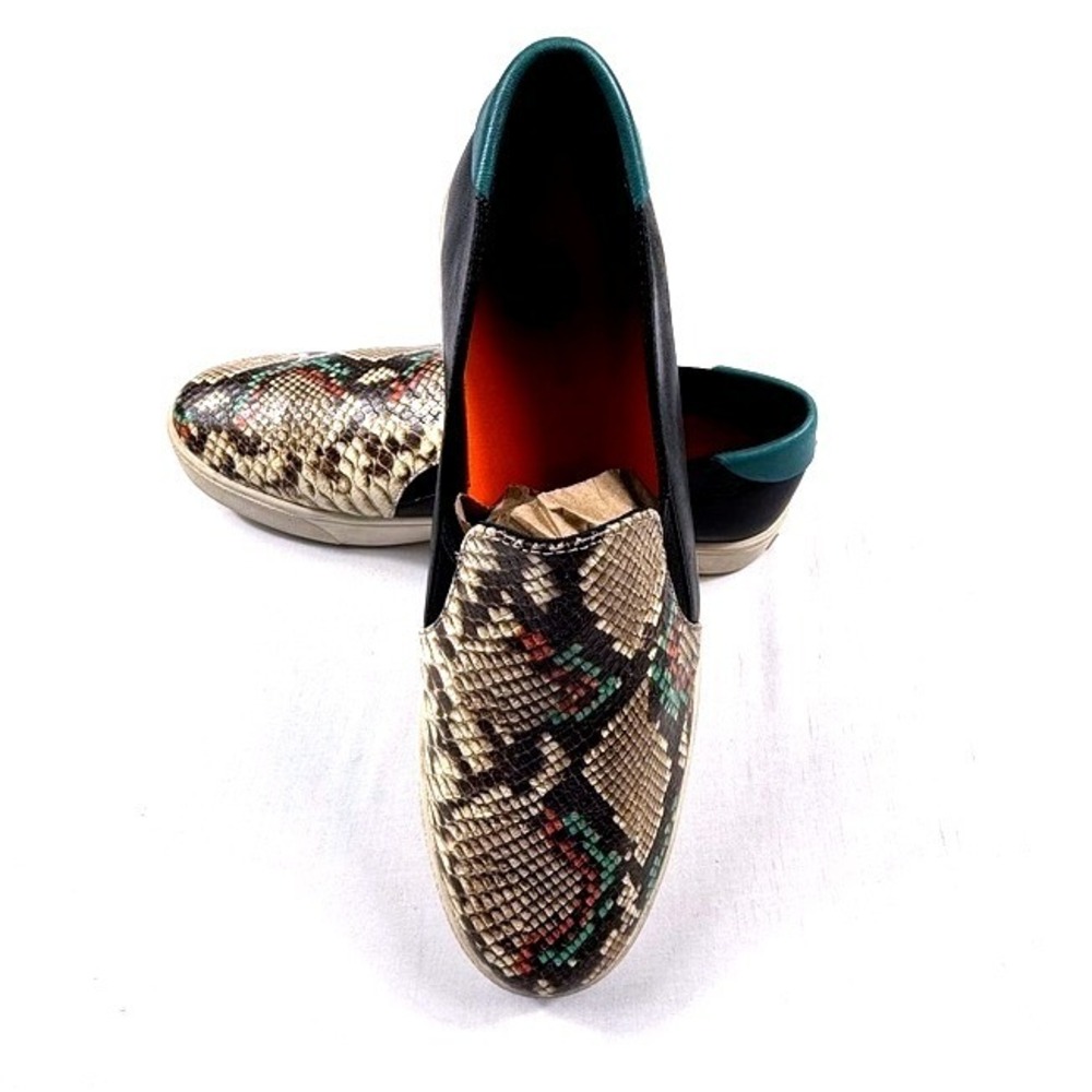 Cole Haan Grand.OS Womens Snakeskin Black Leather Slip On Sneakers Size 9B